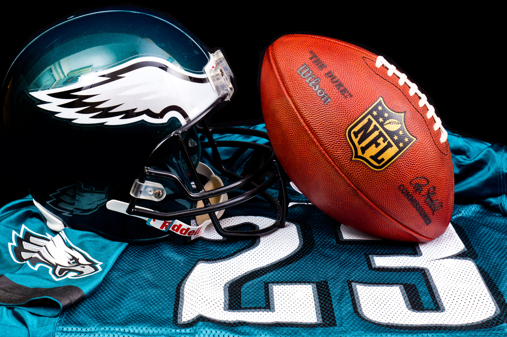Philadelphia Eagles jersey and helmet