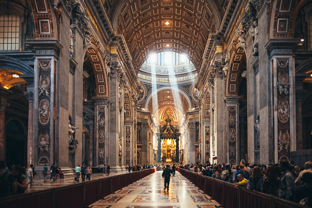 interior of St. Peter's Basilica in Vatican City