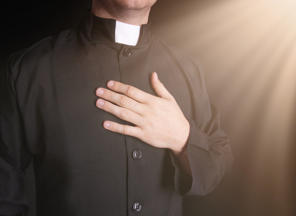 Catholic priest wearing Roman collar