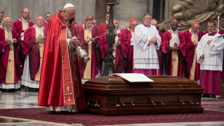 Pope Francis at funeral of Tauran