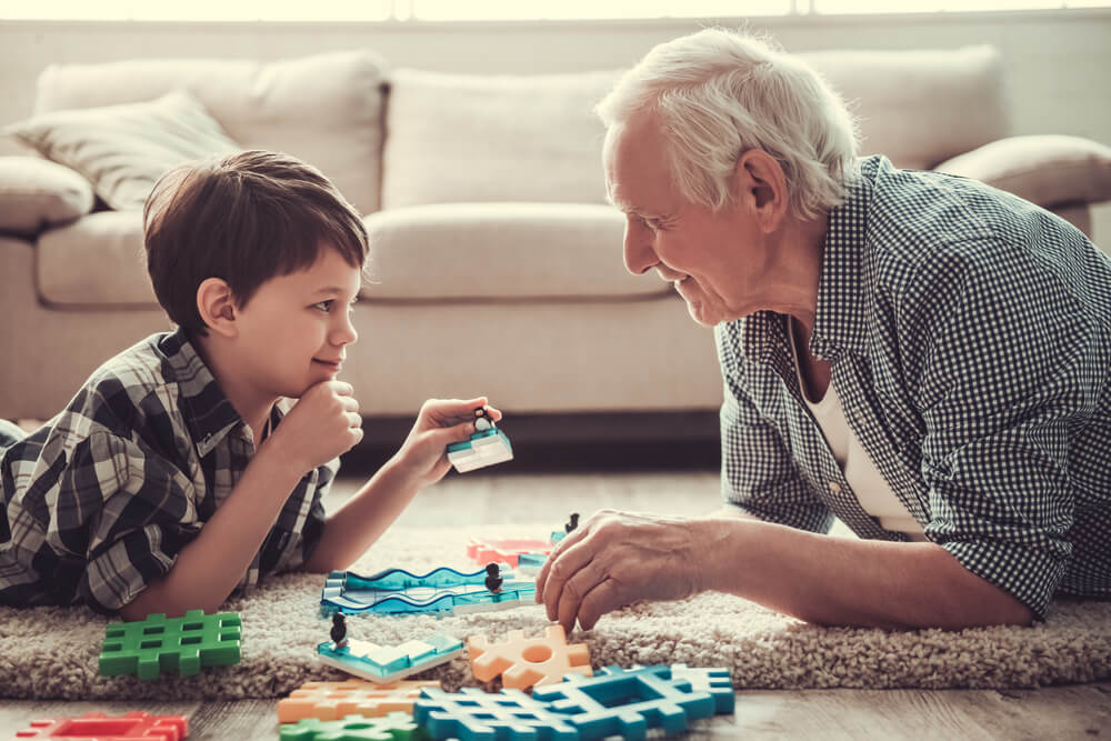 grandpa and grandson play game