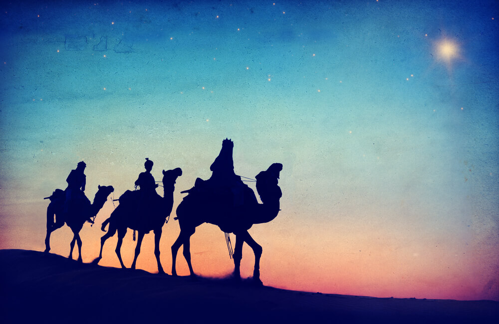 three kings on camels