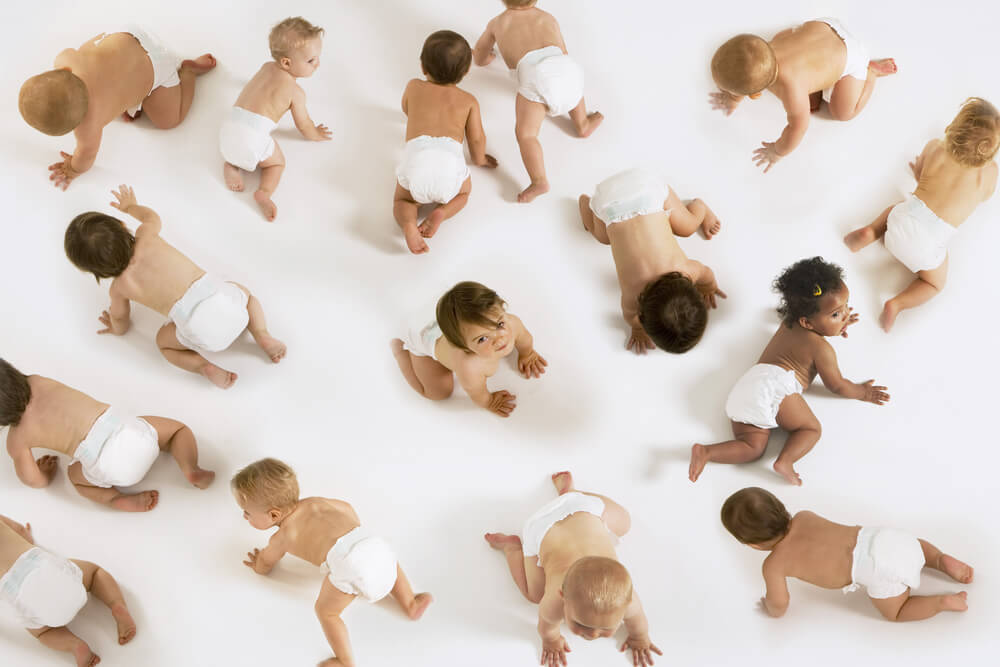 babies crawling all over the floor