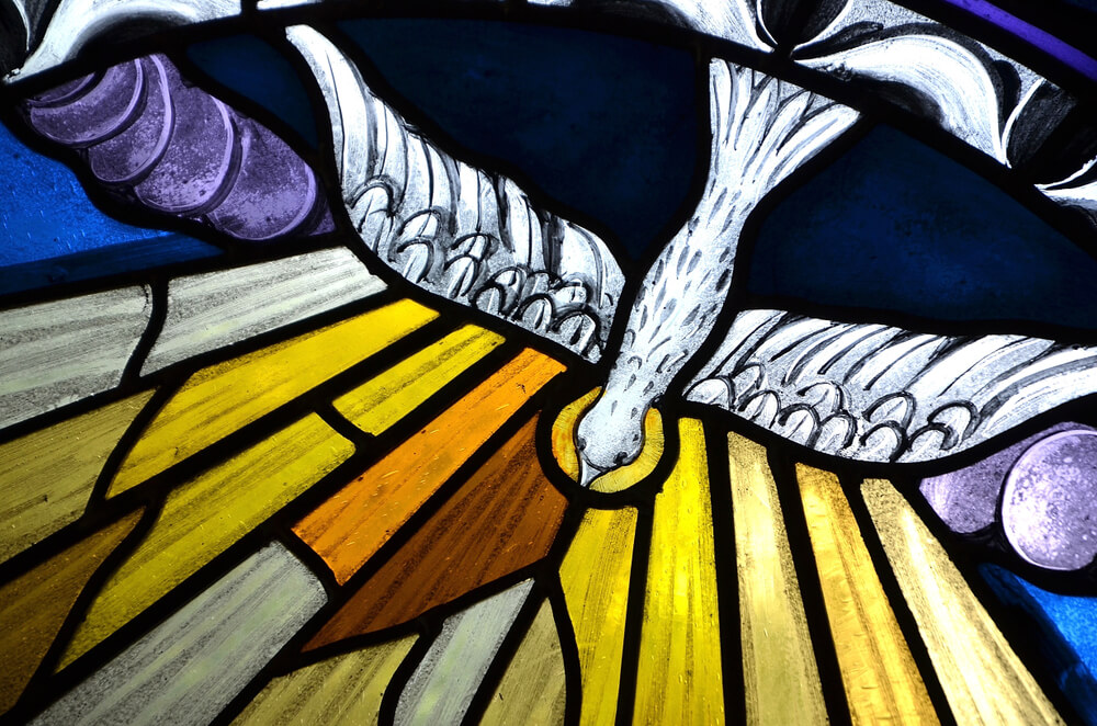Holy Spirit dove on stained glass