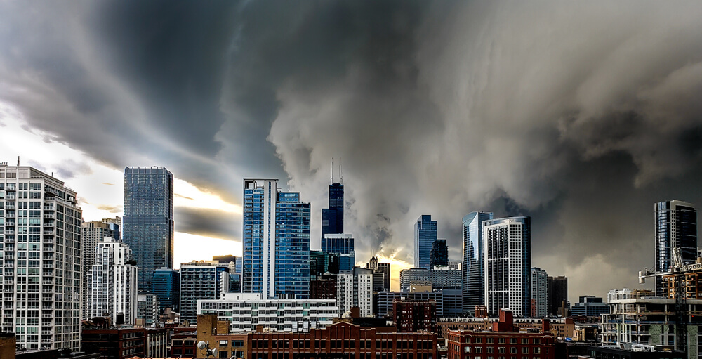 Storm over Chicago, praying to Our Lady of Fair Skies