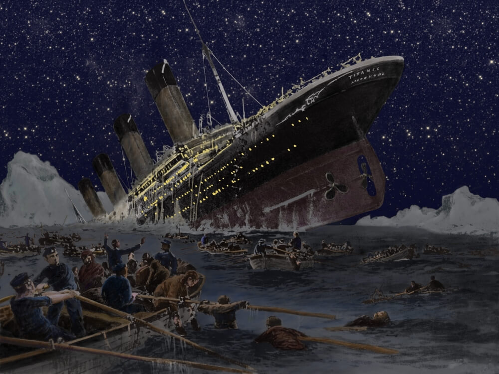 Painting of the sinking of Titanic