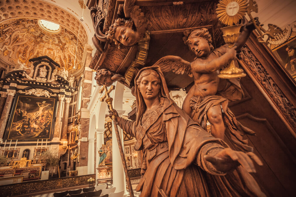Catholic Church, imagery of Mary, Jesus, angels