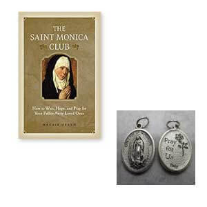 The St. Monica Club book and Our Lady of Guadalupe Medal