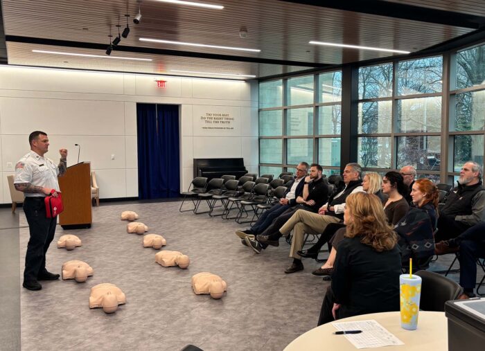 Relevant Radio Hosts Lincolnshire-Riverwoods Fire Marshal for CPR, AED, Heimlich Training Relevant Radio Hosts Lincolnshire-Riverwoods Fire Marshal for CPR, AED, Heimlich Training